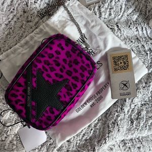 Golden Goose pony hair leopard print mini star bag with chain NWT AUTHENTIC